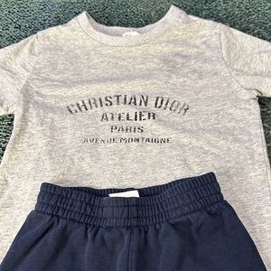 Dior Kids Gray Tee and Navy Joggers Set